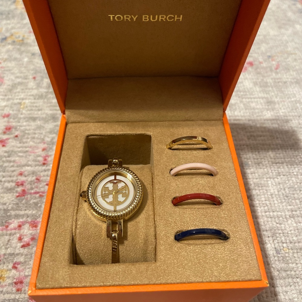 Tory Burch Reva Bangle watch gift set, gold-tone stainless steel, 29 mm